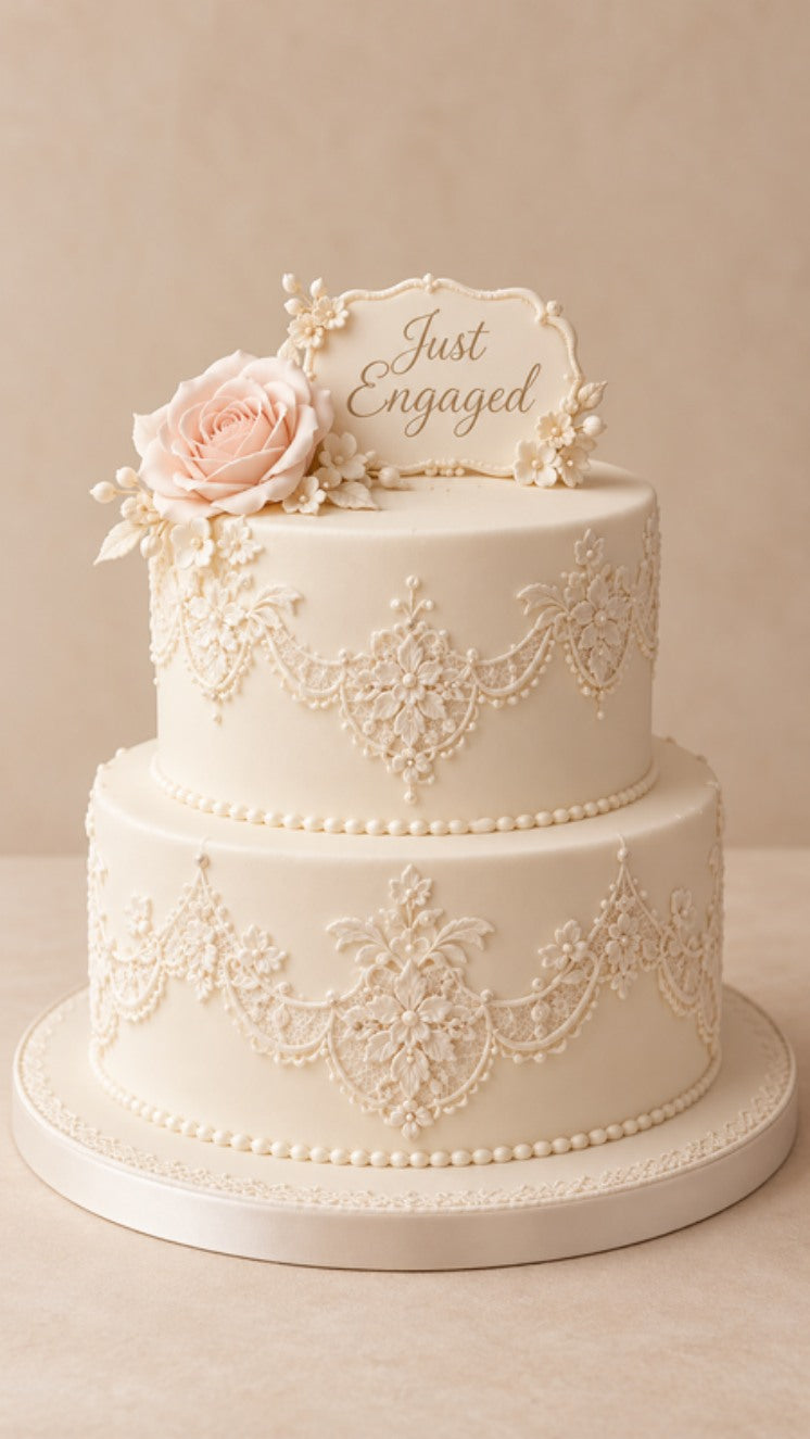Ivory Lace Romance 3D Cake