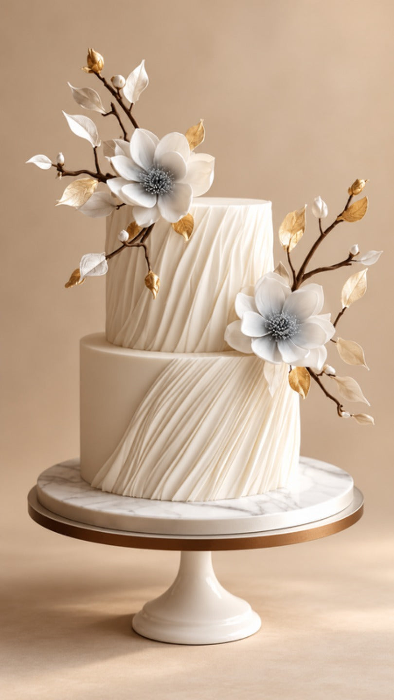 Ivory Blossom Anniversary 3D Cake