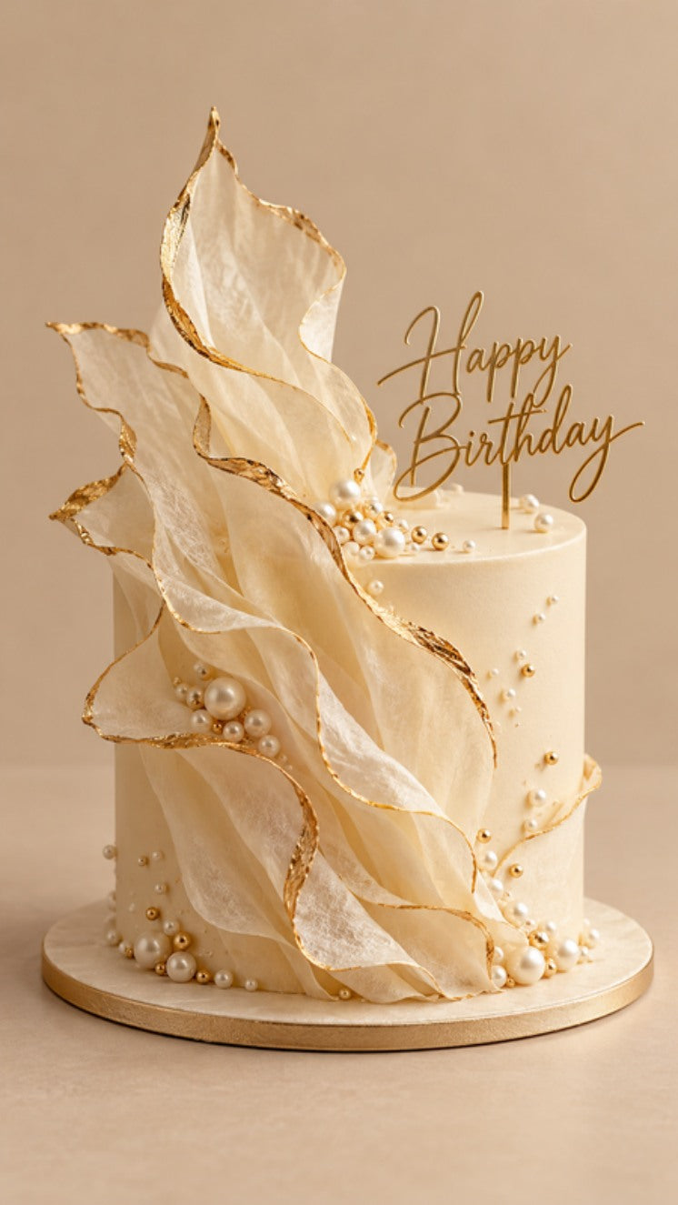 Golden Petal Celebration 3D Cake