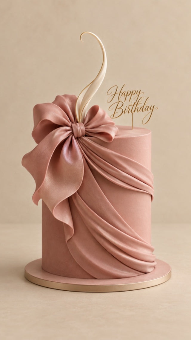 Rose Ribbon 3D Cake