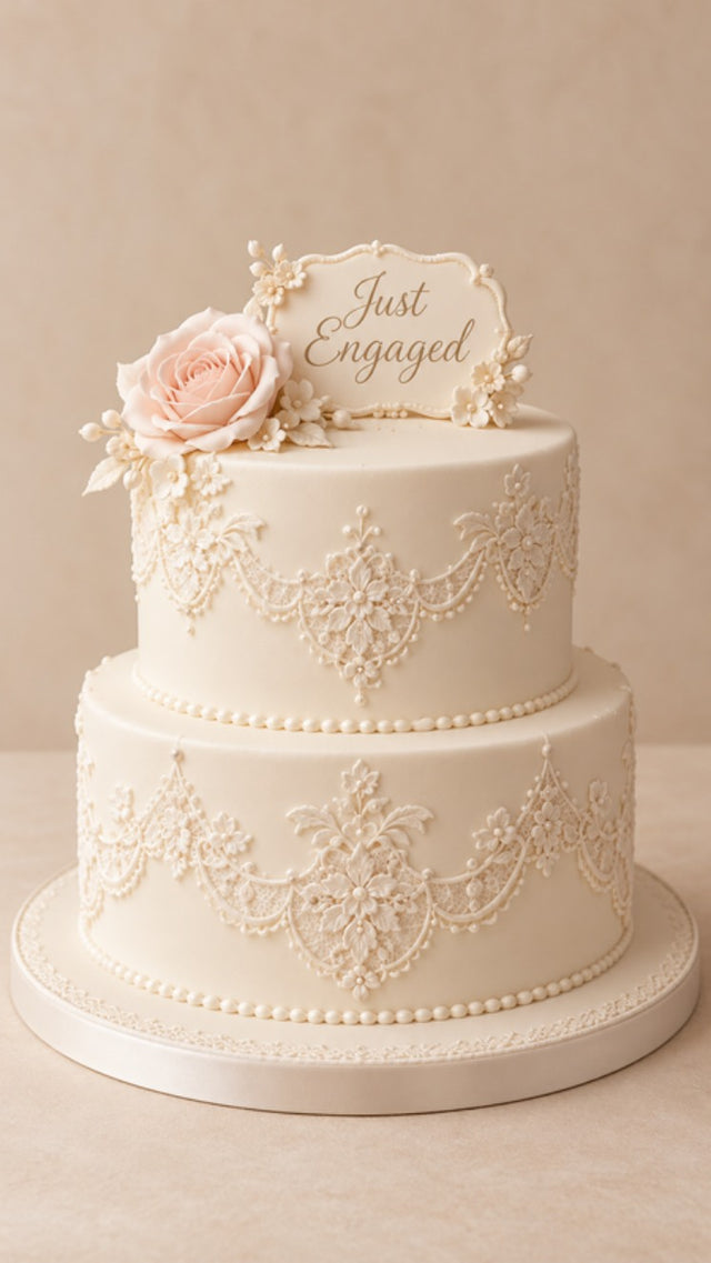 Ivory Lace Romance 3D Cake