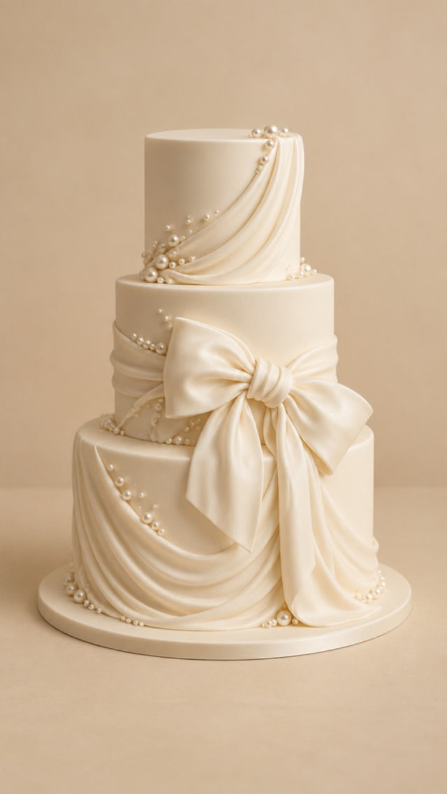 Ivory Bow Couture 3D Cake